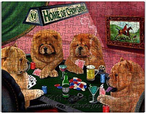 Chow Chow Dogs Playing Poker 500 Pc. Puzzle with Photo Tin