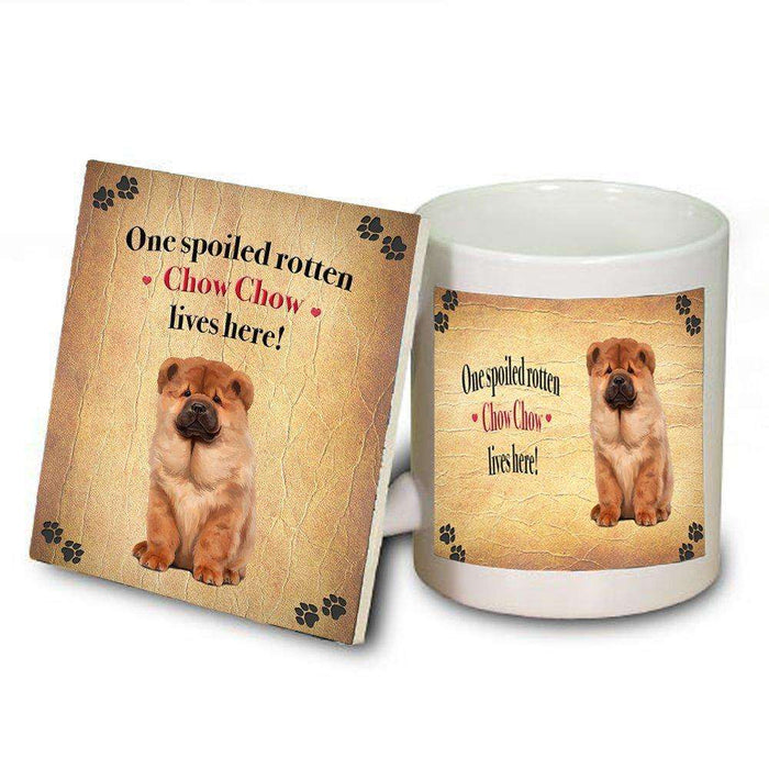 Chow Chow Spoiled Rotten Dog Coaster and Mug Combo Gift Set
