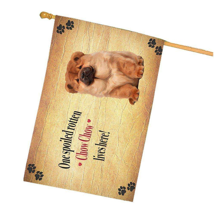 Chow Chow Spoiled Rotten Dog House Flag