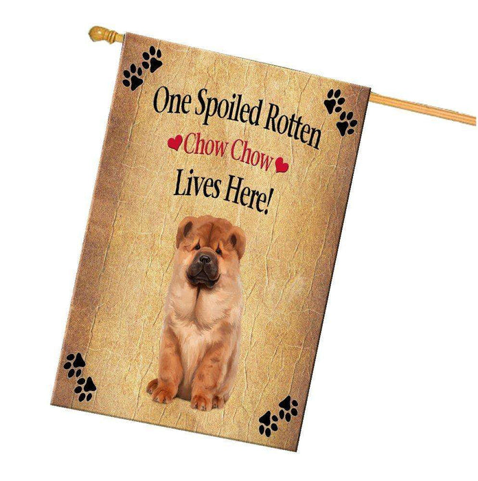 Chow Chow Spoiled Rotten Dog House Flag