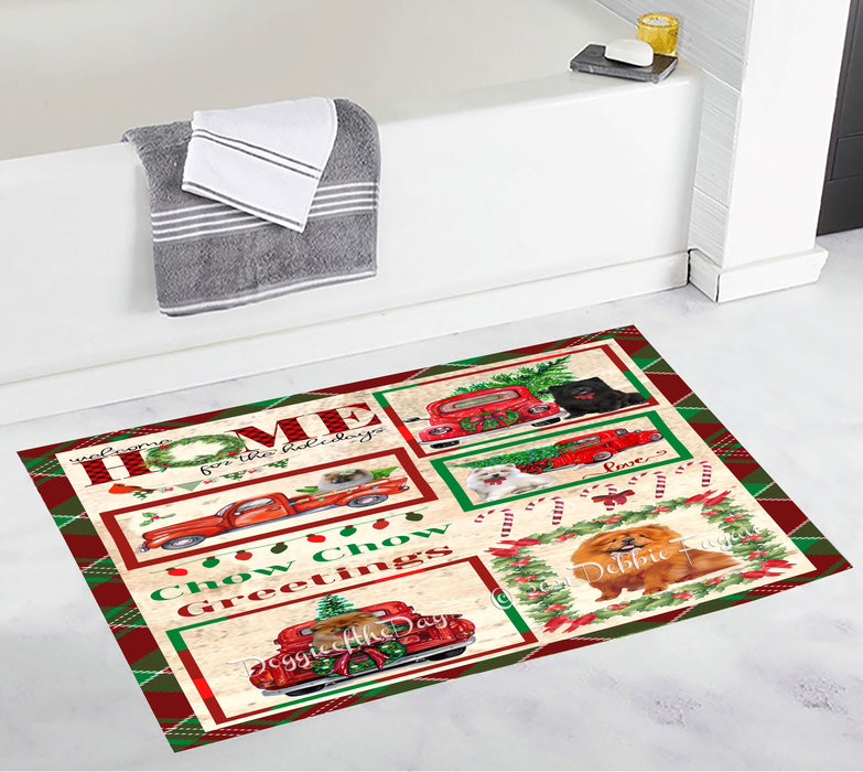 Welcome Home for Christmas Holidays Chihuahua Dogs Bathroom Rugs with Non Slip Soft Bath Mat for Tub BRUG54328