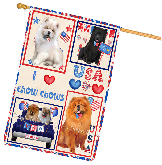 4th of July Independence Day I Love USA Chow Chow Dogs House flag FLG66946
