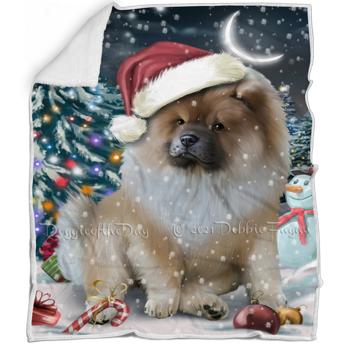 Have a Holly Jolly Christmas Chow Chow Dog in Holiday Background Blanket D090
