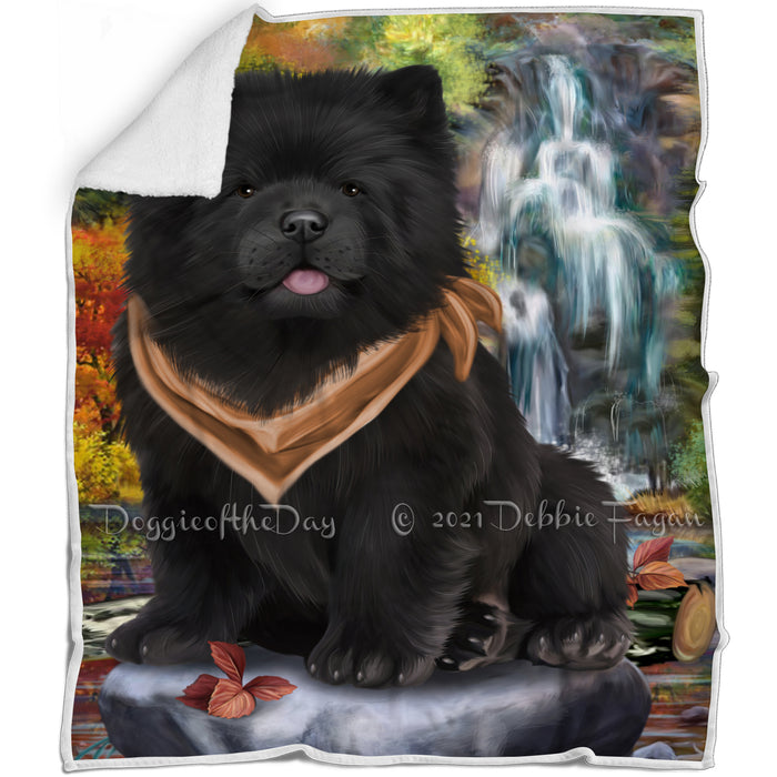 Scenic Waterfall Chow Chow Dog Blanket BLNKT63237