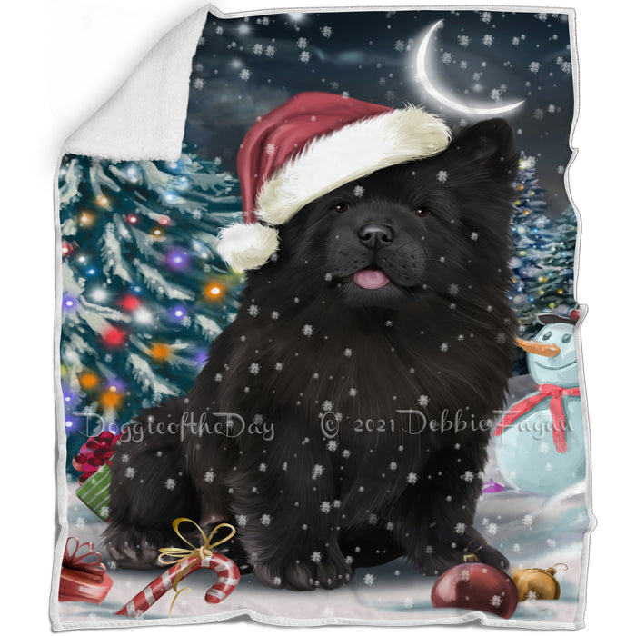 Have a Holly Jolly Christmas Chow Chow Dog in Holiday Background Blanket D091