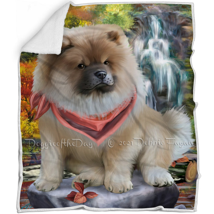 Scenic Waterfall Chow Chow Dog Blanket BLNKT63246
