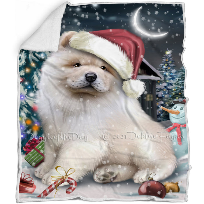 Have a Holly Jolly Christmas Chow Chow Dog in Holiday Background Blanket D092