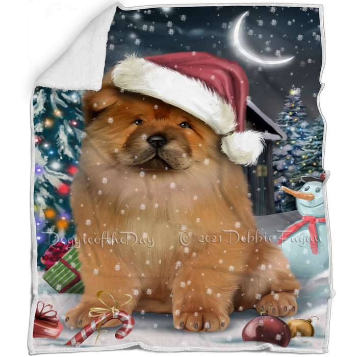 Have a Holly Jolly Christmas Chow Chow Dog in Holiday Background Blanket D093