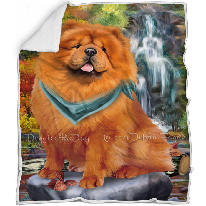 Scenic Waterfall Chow Chow Dog Blanket BLNKT63273