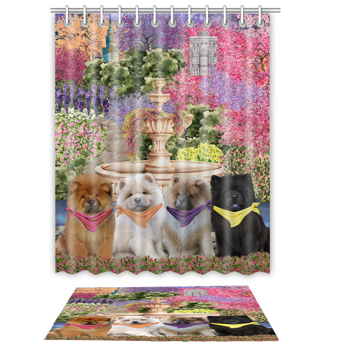 Chow Chow Shower Curtain with Bath Mat Set: Explore a Variety of Designs, Personalized, Custom, Curtains and Rug Bathroom Decor, Dog and Pet Lovers Gift