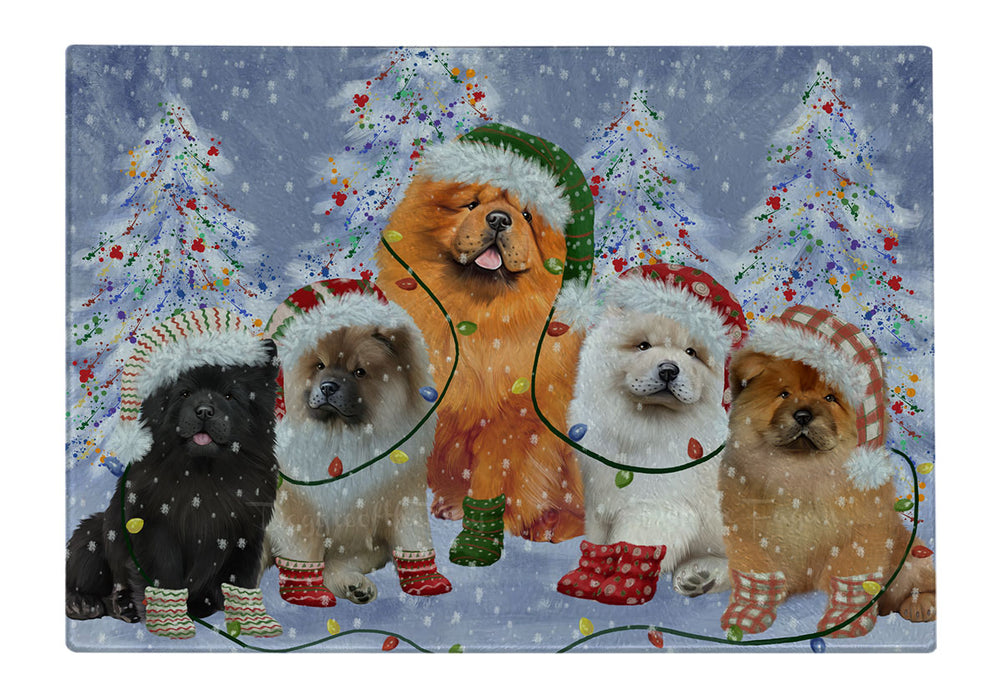 Christmas Lights and Chow Chow Dogs Cutting Board - For Kitchen - Scratch & Stain Resistant - Designed To Stay In Place - Easy To Clean By Hand - Perfect for Chopping Meats, Vegetables