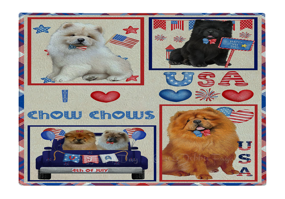 4th of July Independence Day I Love USA Chow Chow Dogs Cutting Board - For Kitchen - Scratch & Stain Resistant - Designed To Stay In Place - Easy To Clean By Hand - Perfect for Chopping Meats, Vegetables