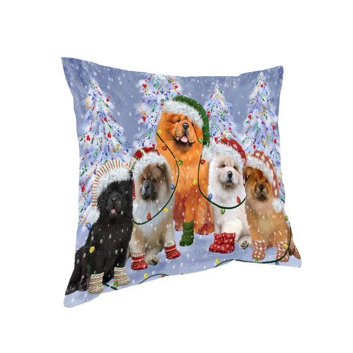 Christmas Lights and Chow Chow Dogs Pillow with Top Quality High-Resolution Images - Ultra Soft Pet Pillows for Sleeping - Reversible & Comfort - Ideal Gift for Dog Lover - Cushion for Sofa Couch Bed - 100% Polyester
