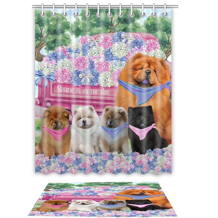 Chow Chow Shower Curtain with Bath Mat Combo: Curtains with hooks and Rug Set Bathroom Decor, Custom, Explore a Variety of Designs, Personalized, Pet Gift for Dog Lovers