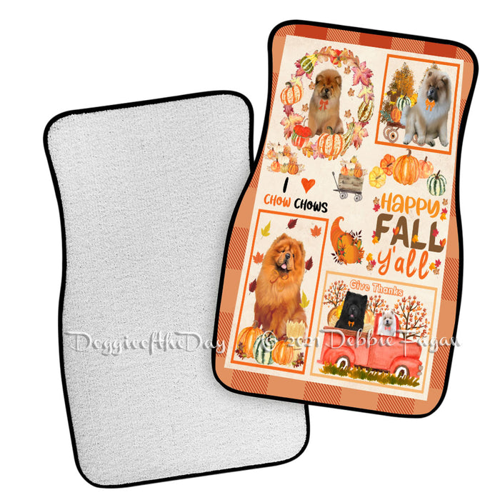 Happy Fall Y'all Pumpkin Chow Chow Dogs Polyester Anti-Slip Vehicle Carpet Car Floor Mats CFM49165