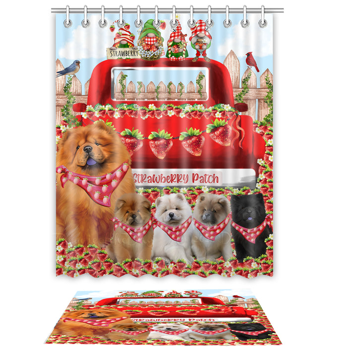 Chow Chow Shower Curtain & Bath Mat Set, Bathroom Decor Curtains with hooks and Rug, Explore a Variety of Designs, Personalized, Custom, Dog Lover's Gifts