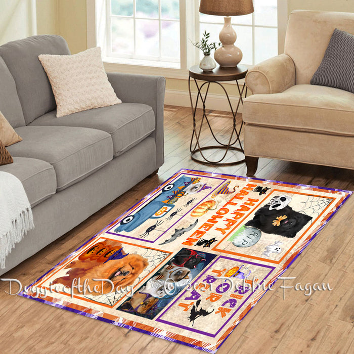 Happy Halloween Trick or Treat Chow Chow Dogs Polyester Living Room Carpet Area Rug ARUG65585