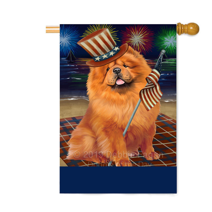 Personalized 4th of July Firework Chow Chow Dog Custom House Flag FLG-DOTD-A57925