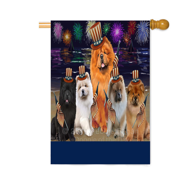 Personalized 4th of July Firework Chow Chow Dogs Custom House Flag FLG-DOTD-A57926