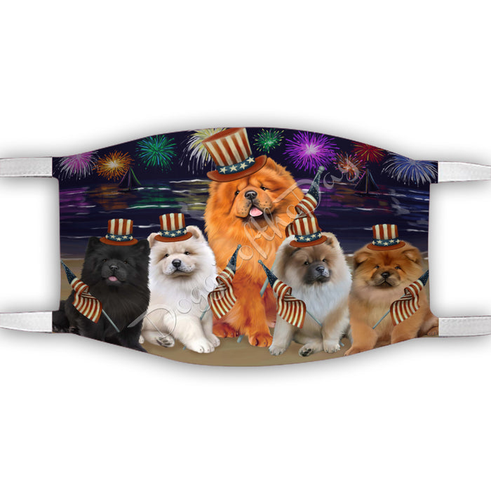 4th of July Independence Day Chow Chow Dogs Face Mask FM49395