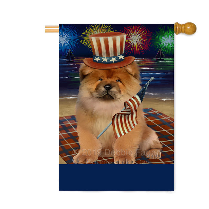 Personalized 4th of July Firework Chow Chow Dog Custom House Flag FLG-DOTD-A57930