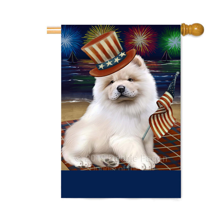 Personalized 4th of July Firework Chow Chow Dog Custom House Flag FLG-DOTD-A57928