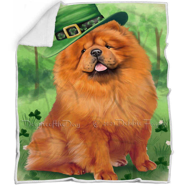 St. Patricks Day Irish Portrait Chow Chow Dog Blanket BLNKT54624