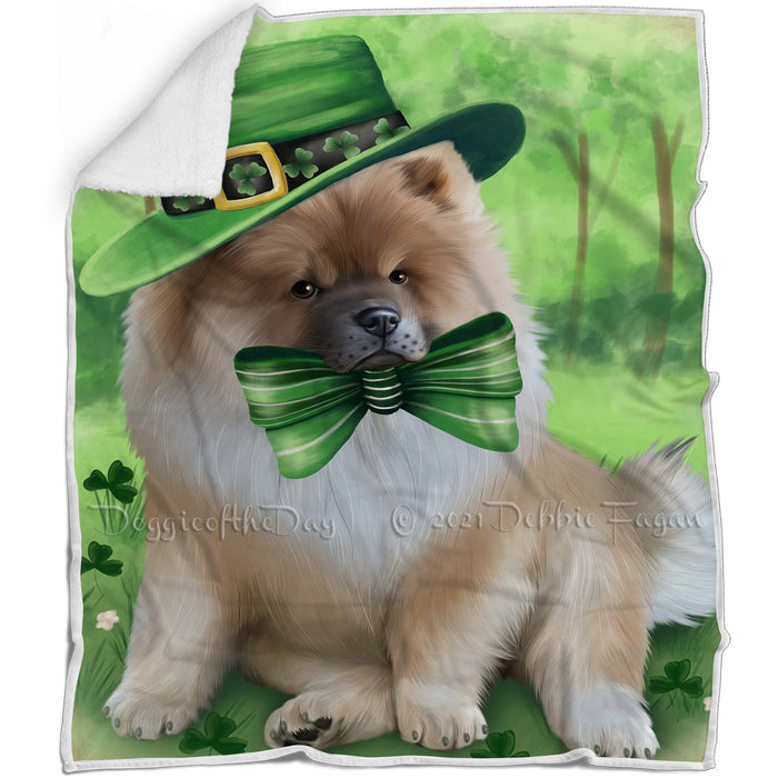 St. Patricks Day Irish Portrait Chow Chow Dog Blanket BLNKT54642