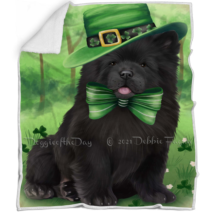 St. Patricks Day Irish Portrait Chow Chow Dog Blanket BLNKT54651