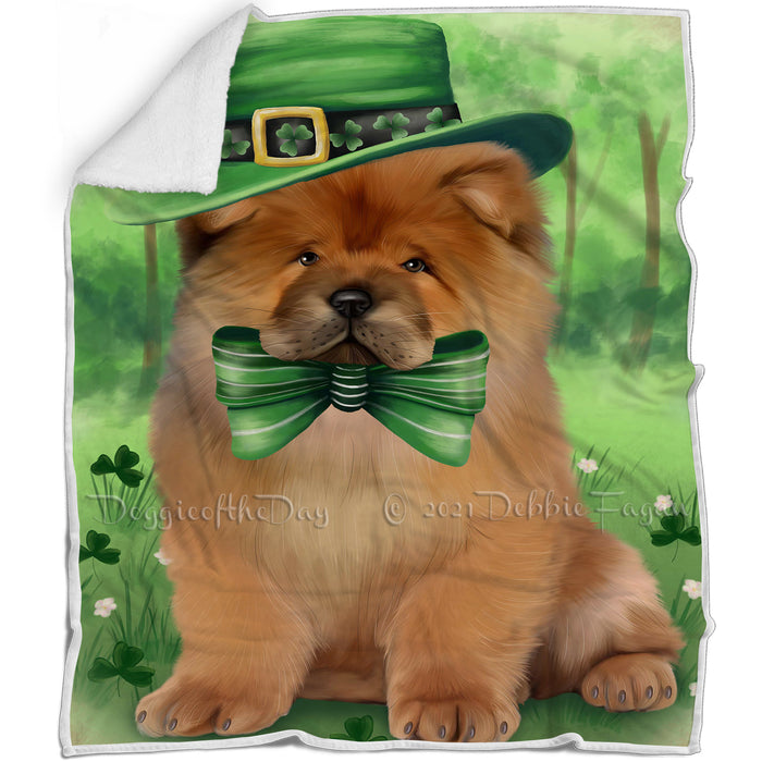 St. Patricks Day Irish Portrait Chow Chow Dog Blanket BLNKT54660