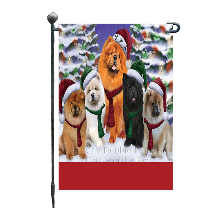 Personalized Christmas Happy Holidays Chow Chow Dogs Family Portraits Custom Garden Flags GFLG-DOTD-A59110