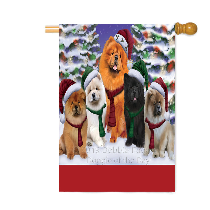 Personalized Christmas Happy Holidays Chow Chow Dogs Family Portraits Custom House Flag FLG-DOTD-A59166