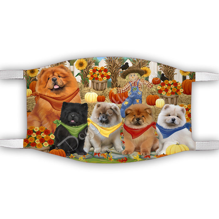 Fall Festive Harvest Time Gathering  Chow Chow Dogs Face Mask FM48527