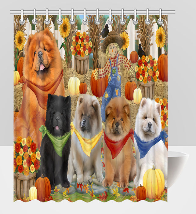 Fall Festive Harvest Time Gathering Chow Chow Dogs Shower Curtain