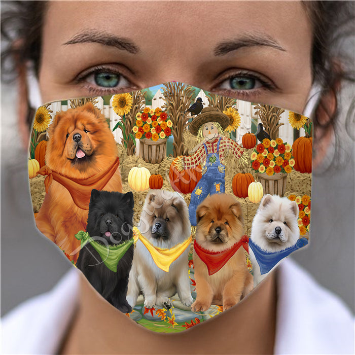 Fall Festive Harvest Time Gathering  Chow Chow Dogs Face Mask FM48527