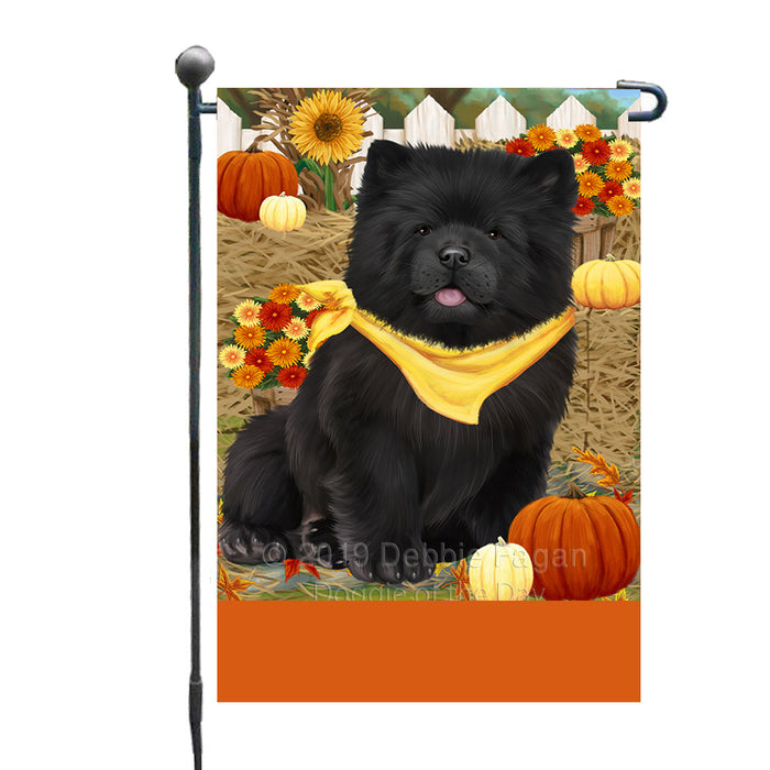 Personalized Fall Autumn Greeting Chow Chow Dog with Pumpkins Custom Garden Flags GFLG-DOTD-A61881
