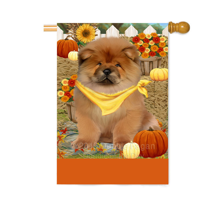 Personalized Fall Autumn Greeting Chow Chow Dog with Pumpkins Custom House Flag FLG-DOTD-A61938