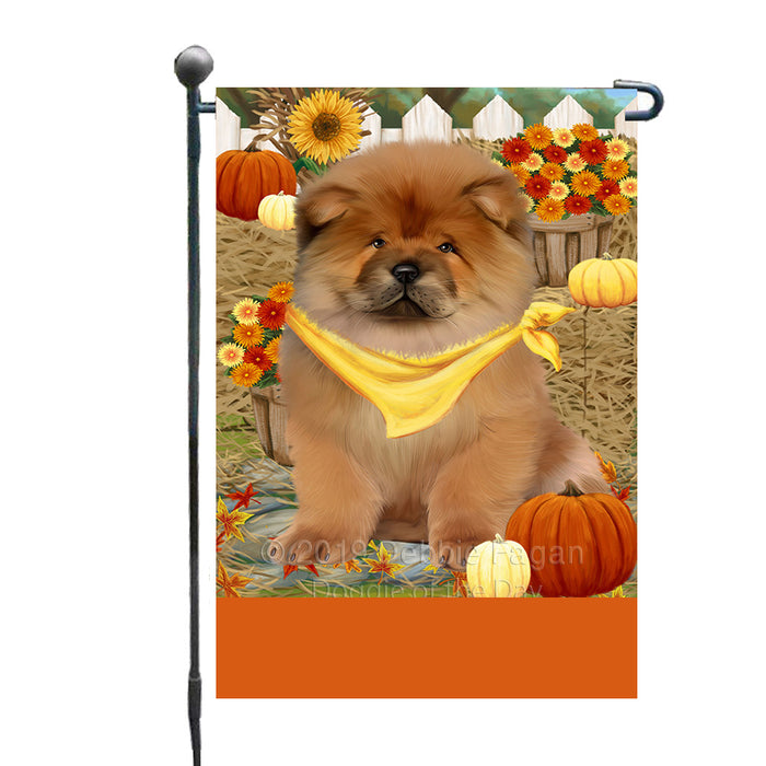 Personalized Fall Autumn Greeting Chow Chow Dog with Pumpkins Custom Garden Flags GFLG-DOTD-A61882