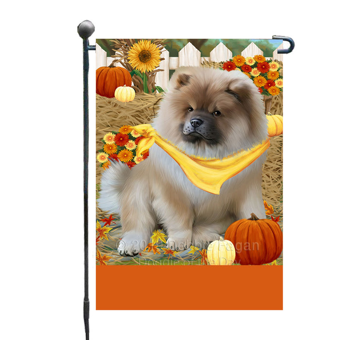 Personalized Fall Autumn Greeting Chow Chow Dog with Pumpkins Custom Garden Flags GFLG-DOTD-A61884