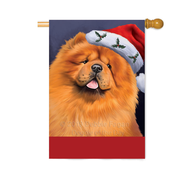 Personalized Christmas Holidays Chow Chow Dog Wearing Santa Hat Portrait Head Custom House Flag FLG-DOTD-A59876