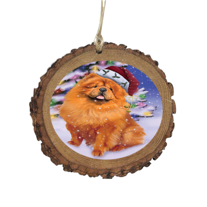 Winterland Wonderland Chow Chow Dog In Christmas Holiday Scenic Background Wooden Christmas Ornament WOR49554