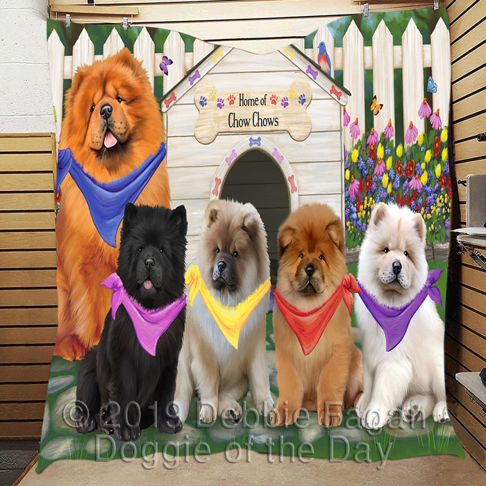Spring Dog House Chow Chow Dogs Quilt