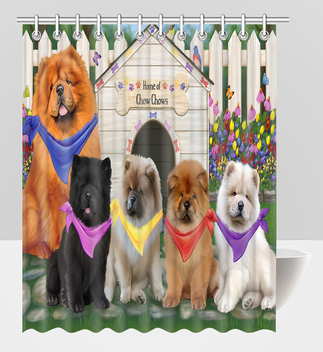 Spring Dog House Chow Chow Dogs Shower Curtain