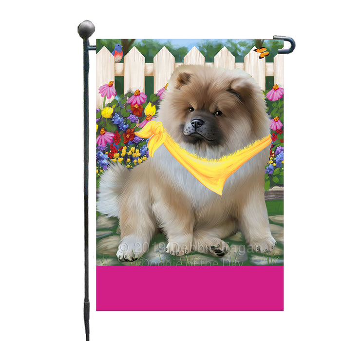 Personalized Spring Floral Chow Chow Dog Custom Garden Flags GFLG-DOTD-A62823