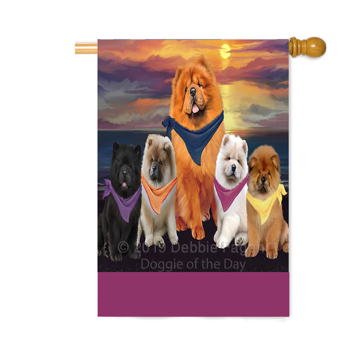 Personalized Family Sunset Portrait Chow Chow Dogs Custom House Flag FLG-DOTD-A60648