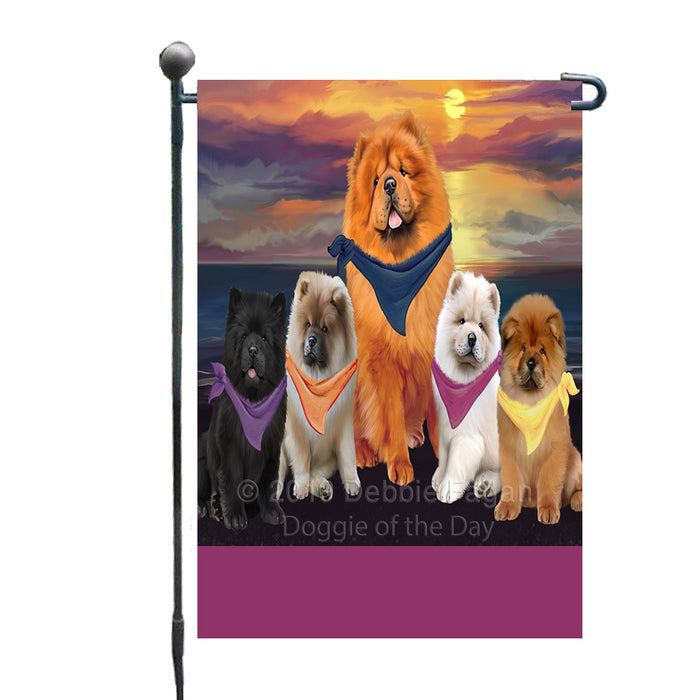 Personalized Family Sunset Portrait Chow Chow Dogs Custom Garden Flags GFLG-DOTD-A60592