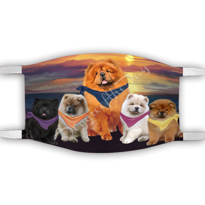 Family Sunset Chow Chow Dogs Face Mask FM49193