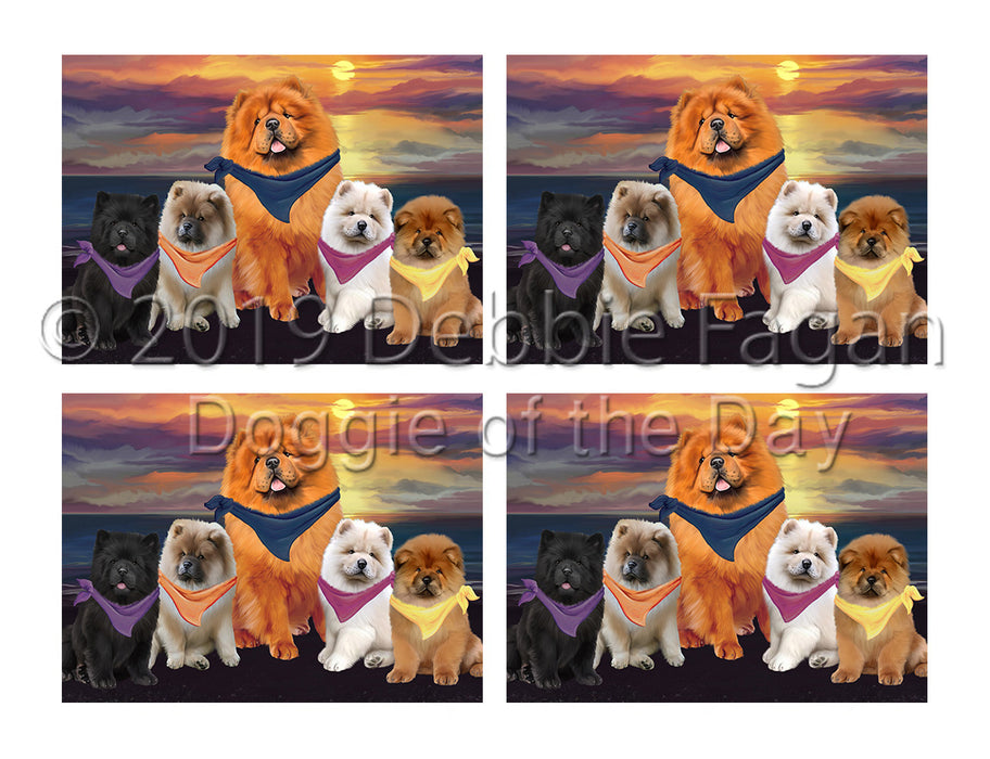 Family Sunset Portrait Chow Chow Dogs Placemat