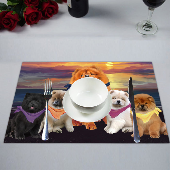 Family Sunset Portrait Chow Chow Dogs Placemat