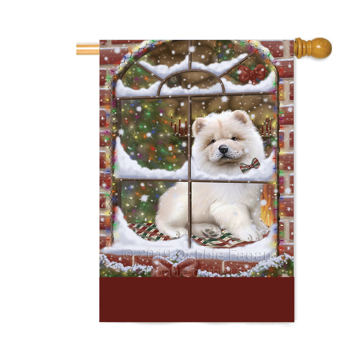 Personalized Please Come Home For Christmas Chow Chow Dog Sitting In Window Custom House Flag FLG-DOTD-A60204